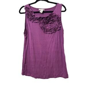 Design History Tank Top Women Size Extra Large Purple Sleeveless Flower Neckline